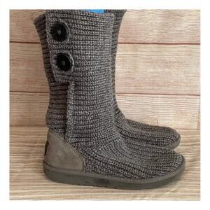 UGG Australia Girl's Gray Warm Twisted Cable Over The Knee Style Boots US 4